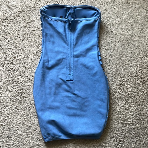 NEW Never Worn Strapless Blue Fashion Nova Cutout Mini Dress - Picture 2 of 3